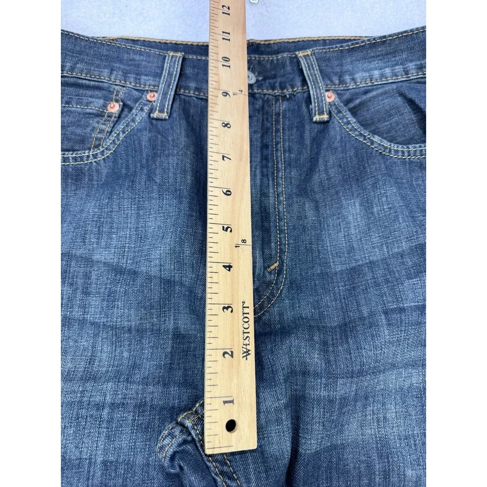 Levis 527 Jeans Men 34x32 Blue Slim Boot Distressed Whisker Denim Cowboy Western